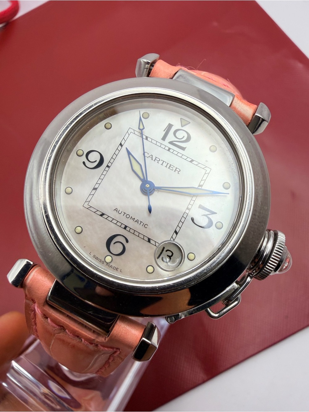 Cartier Pink Mother of Pearl Dial Automatic Pasha Watch - Picture 11 of 12